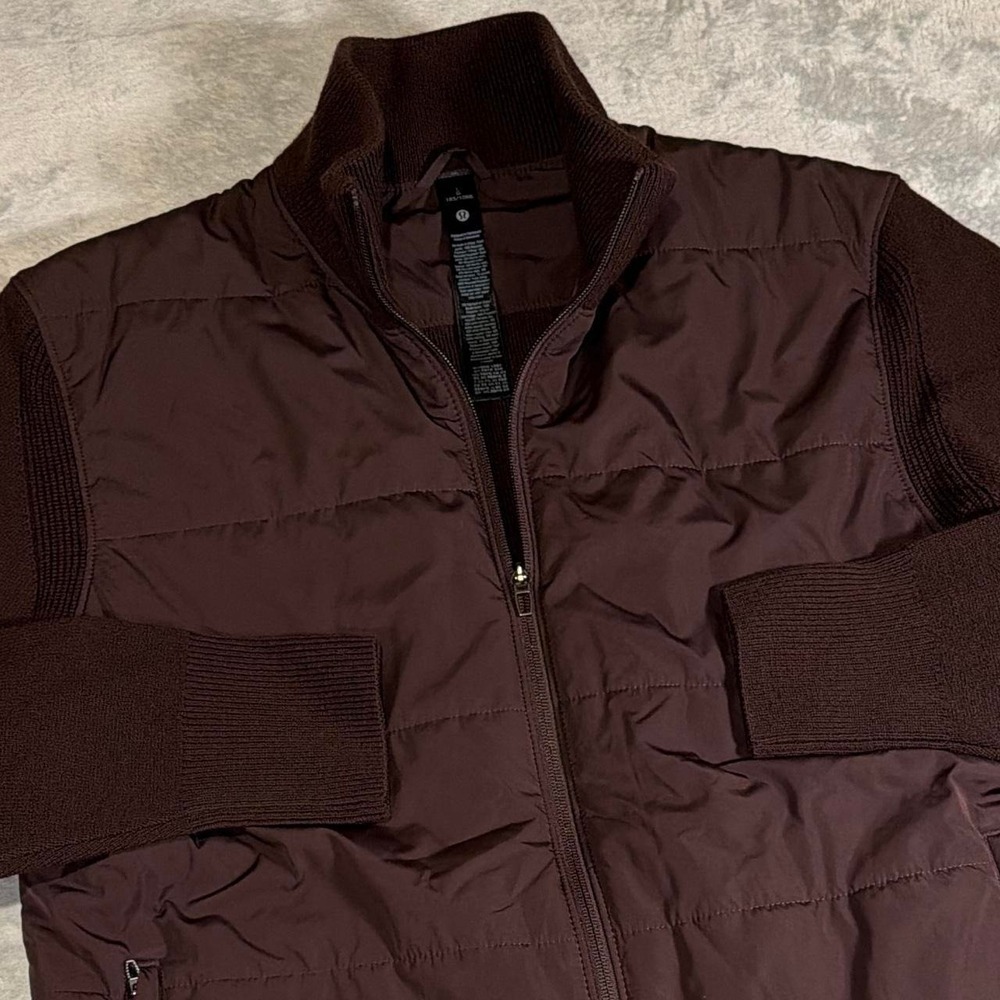 Lululemon Merino Wool Hybrid Full Zip Jacket | Brown | Large